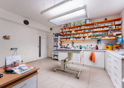 Plně vybavená veterinární ordinace.