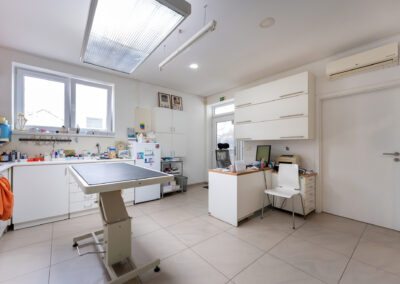 Plně vybavená veterinární ordinace.